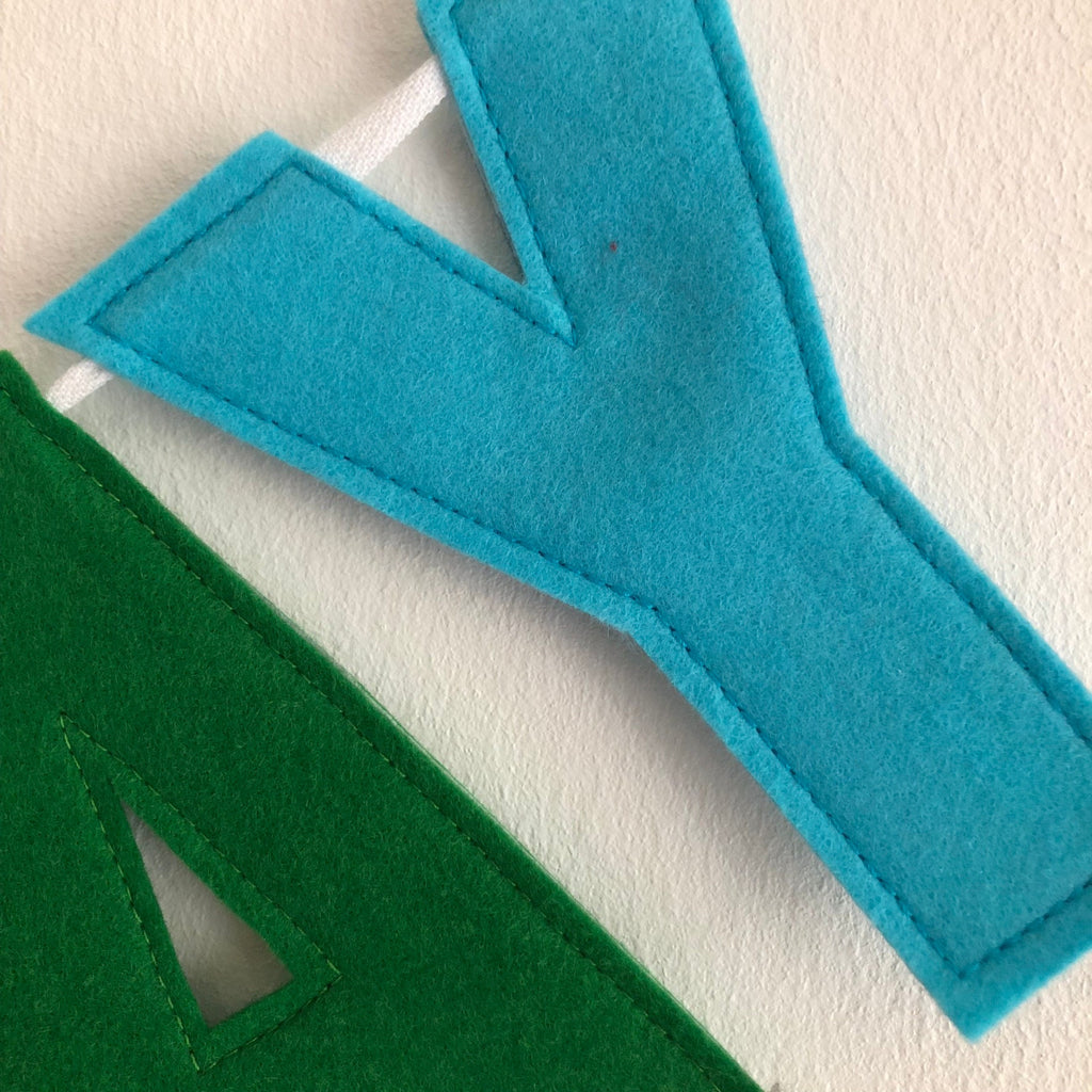 Personalised Happy Birthday Bunting / Felt Celebration Banner / Rainbow Colours Garland