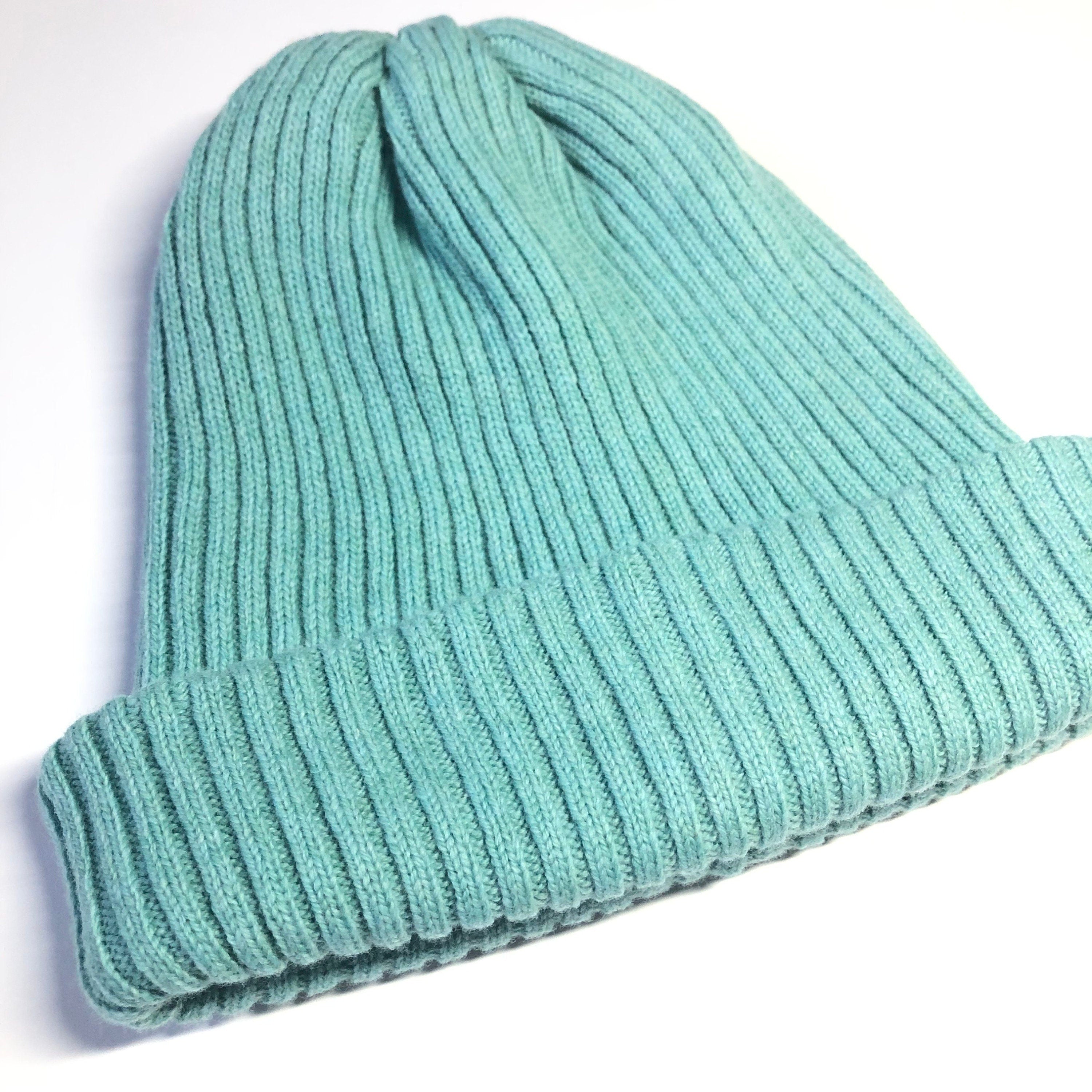 Sea Green Knitted Hat Lambswool Beanie for Men or Women