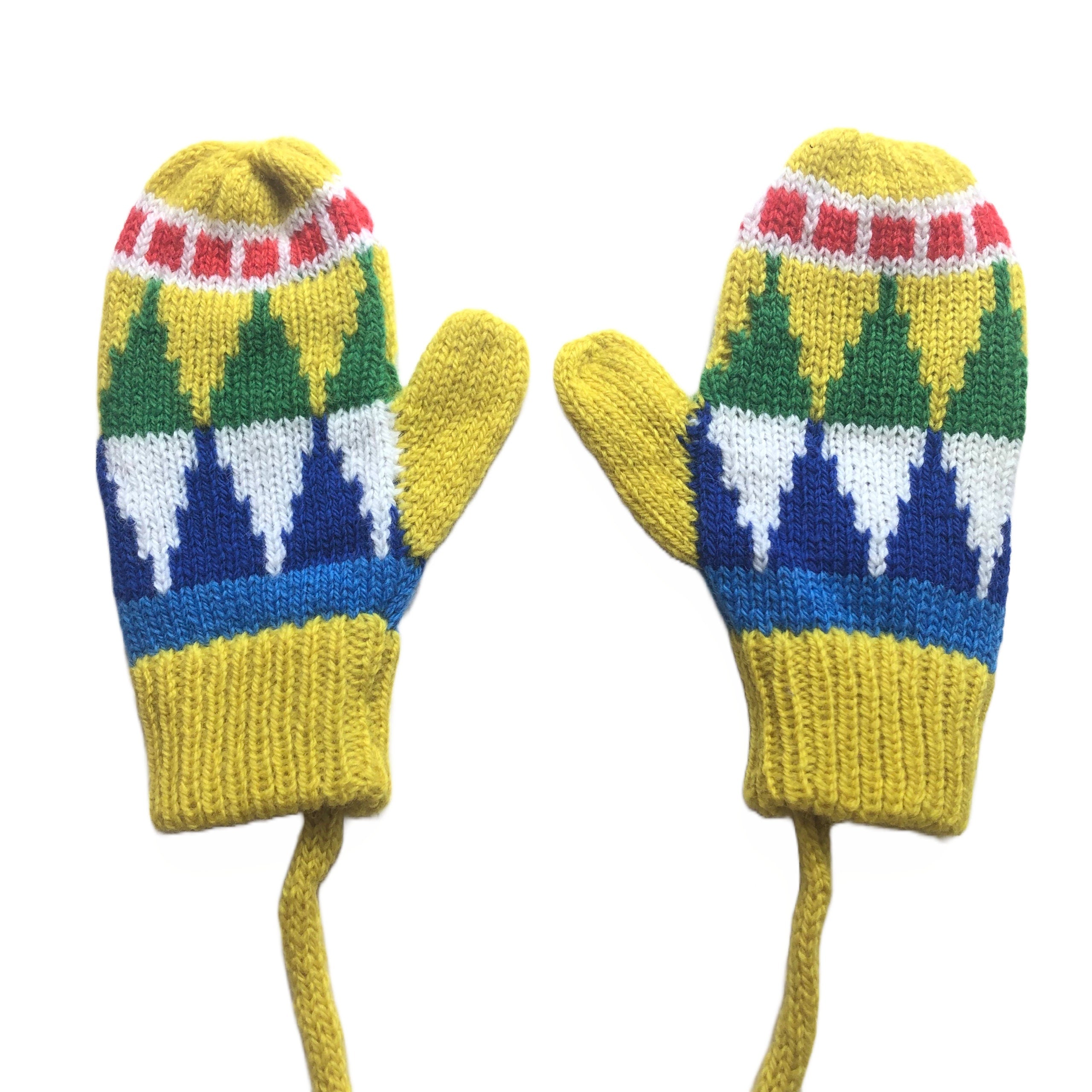 Fair Isle Knitted Lambswool Kids Mittens on a String