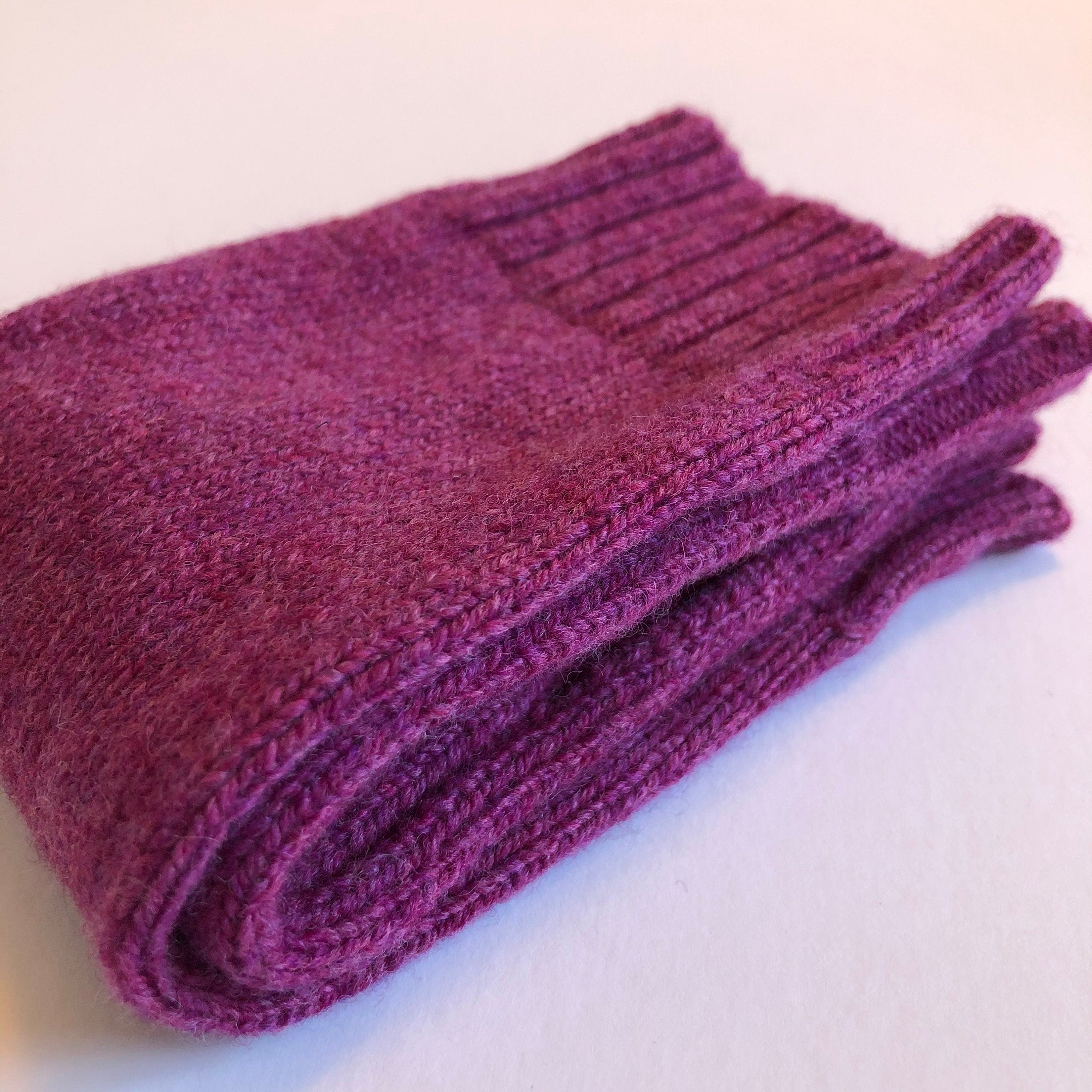 Loganberry Lambswool Fingerless Gloves: Hand Knitted Wrist Warmers