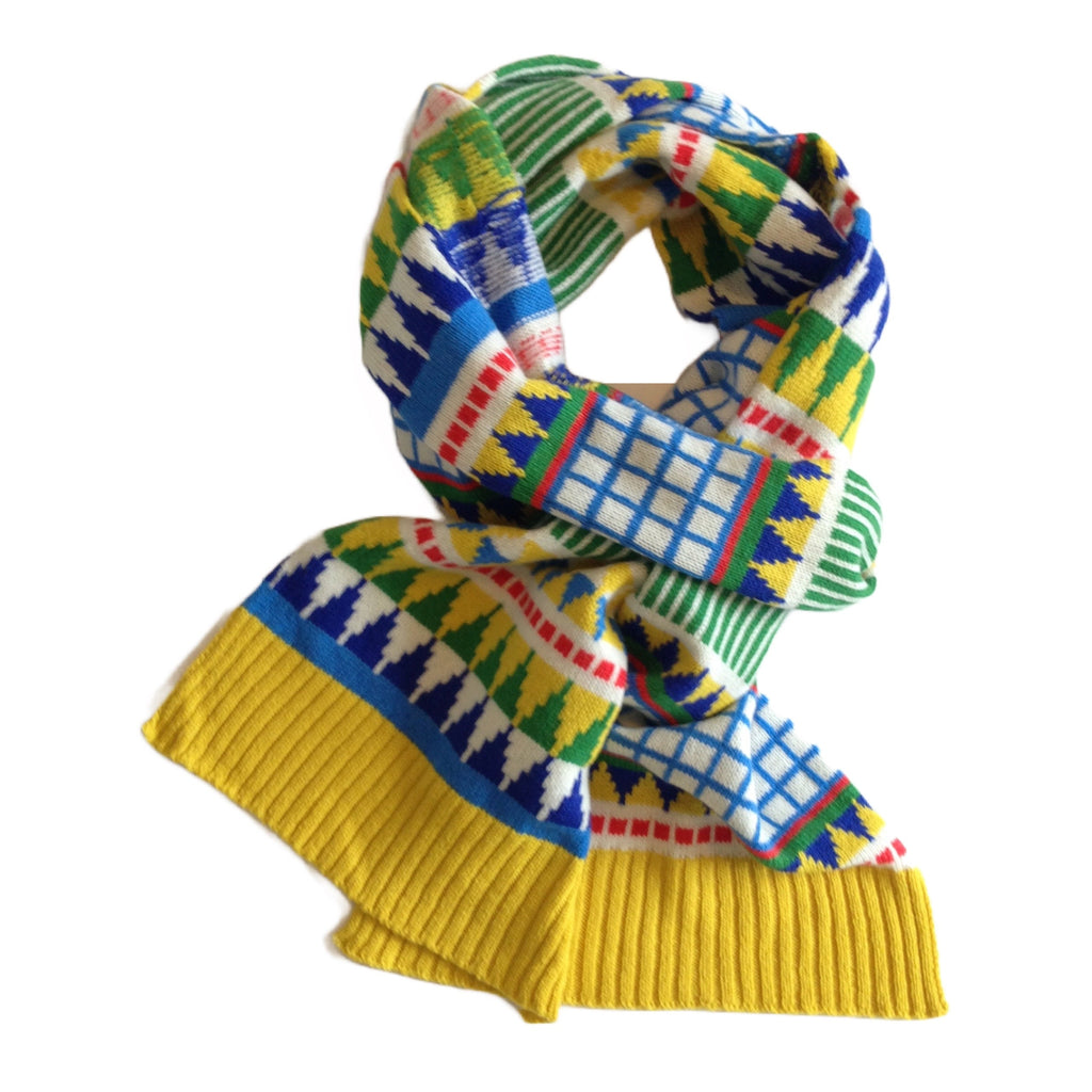 Handmade Fairisle Lambswool Scarf: Colorful Geometric Knit