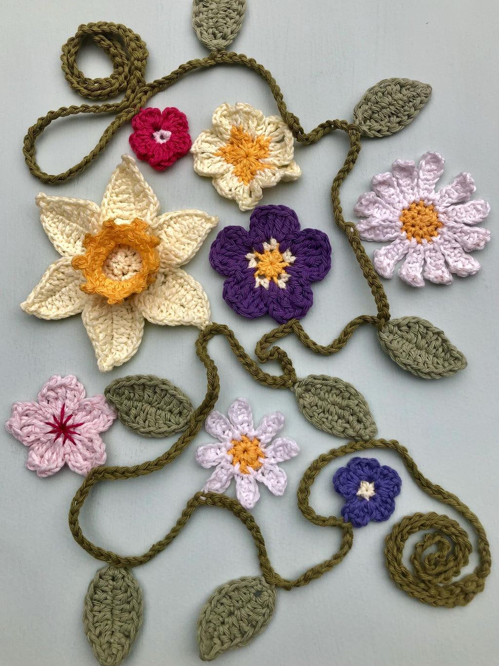 Floral Garland - Crochet Spring Flowers Wall Decor