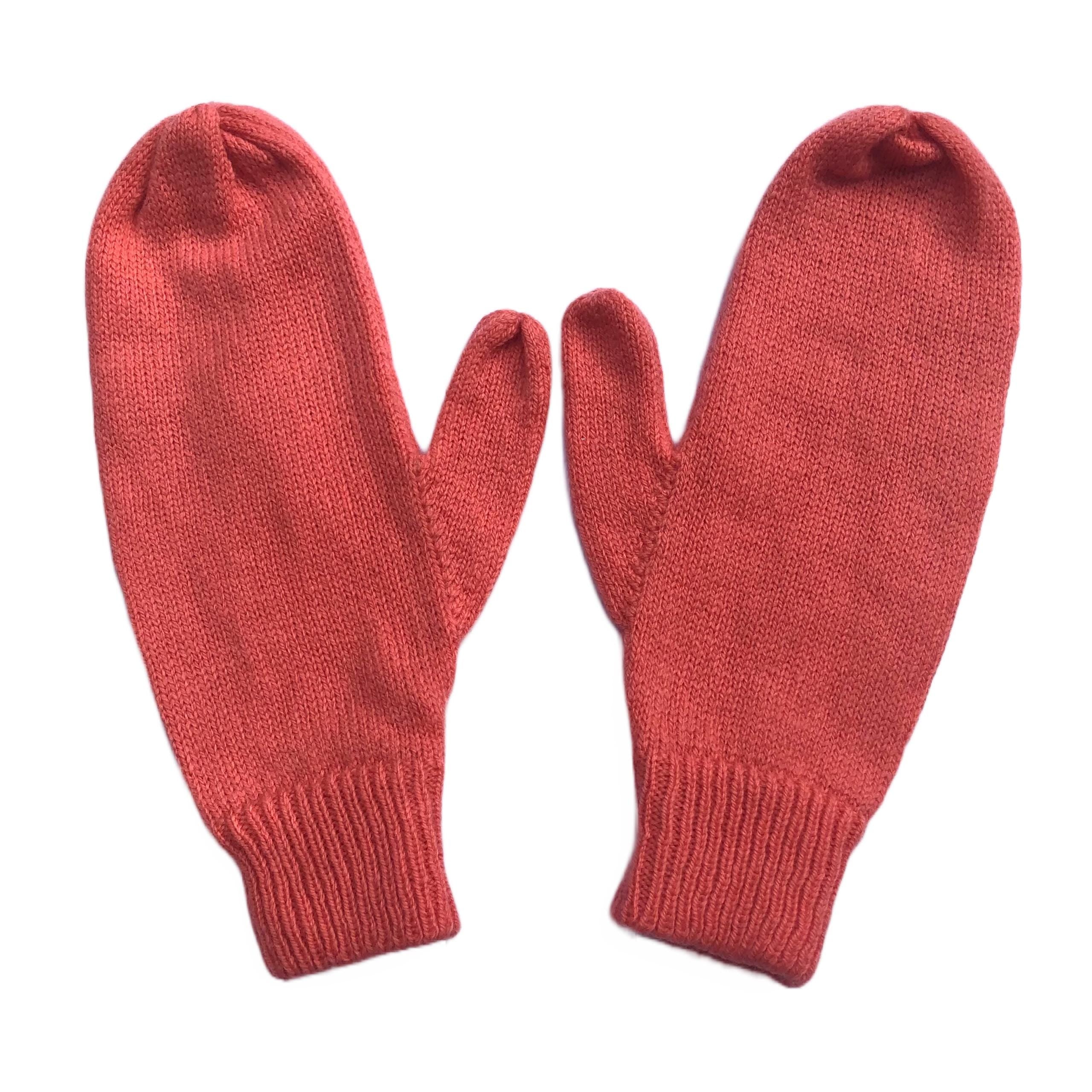 Womens Coral Pink Mittens attached with a string (also available without string)
