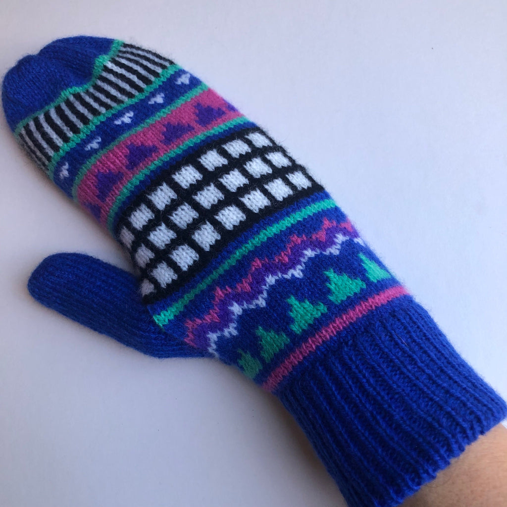 Retro Geometric Lambswool Mittens