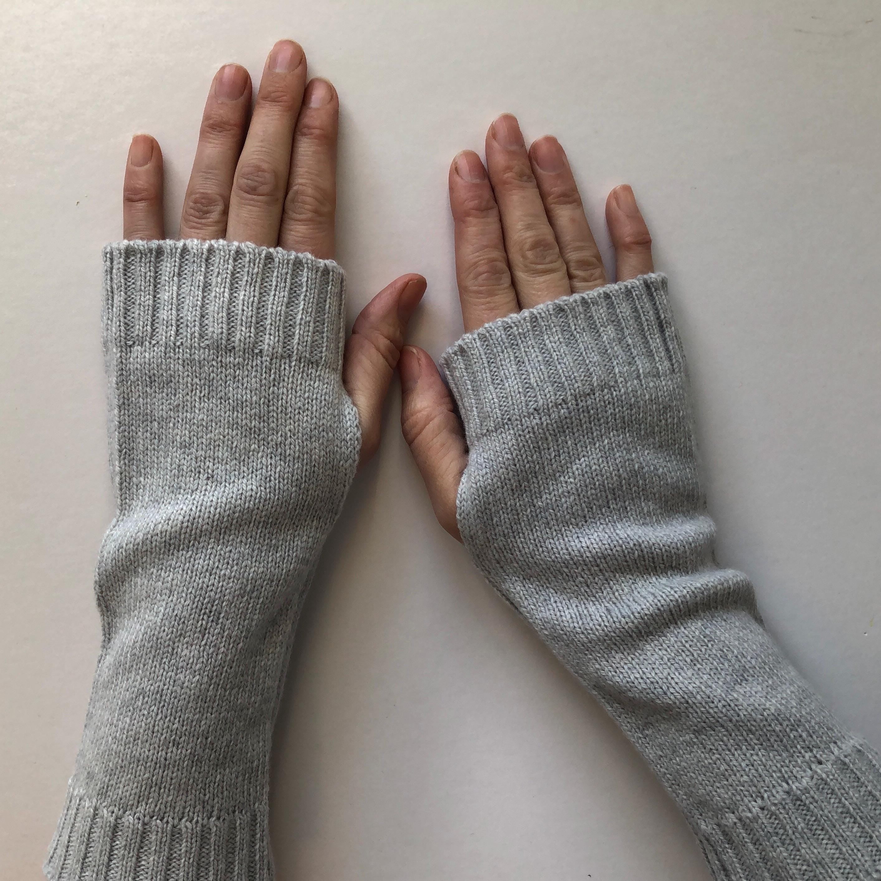 Grey Ladies Wrist Warmers, Soft Lambswool Fingerless Gloves for Women