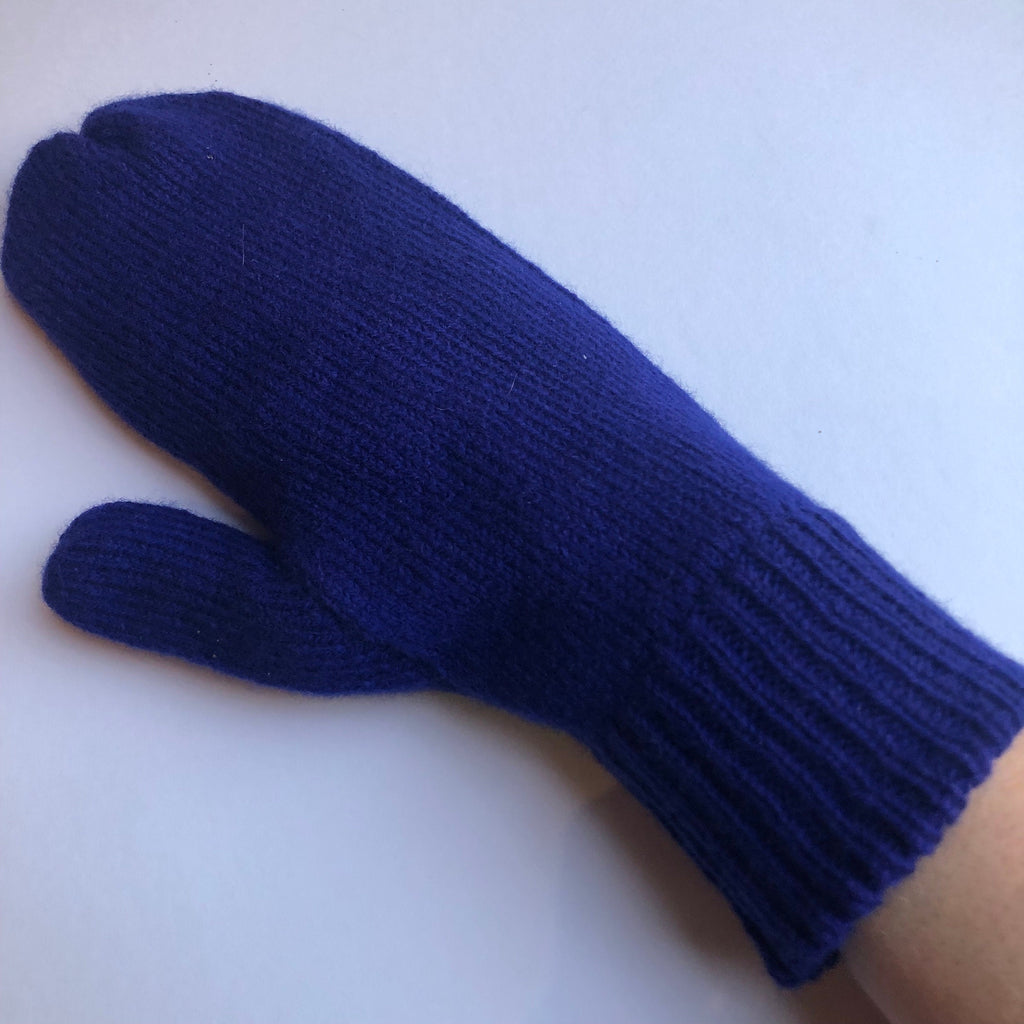 Navy Blue Mittens on a String for Women