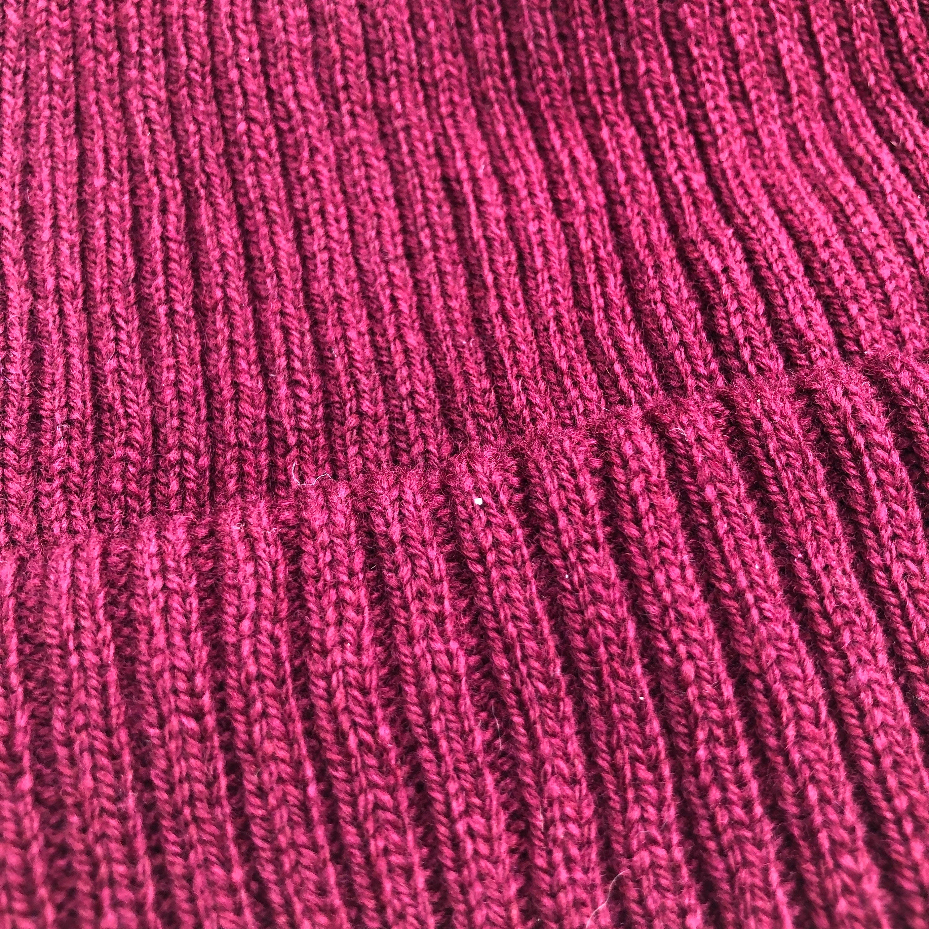 Maroon Knitted Hat / Dark Red Ribbed Soft Beanie for Men or Women / Adult size Extra Warm Double Layered Lambswool Hat