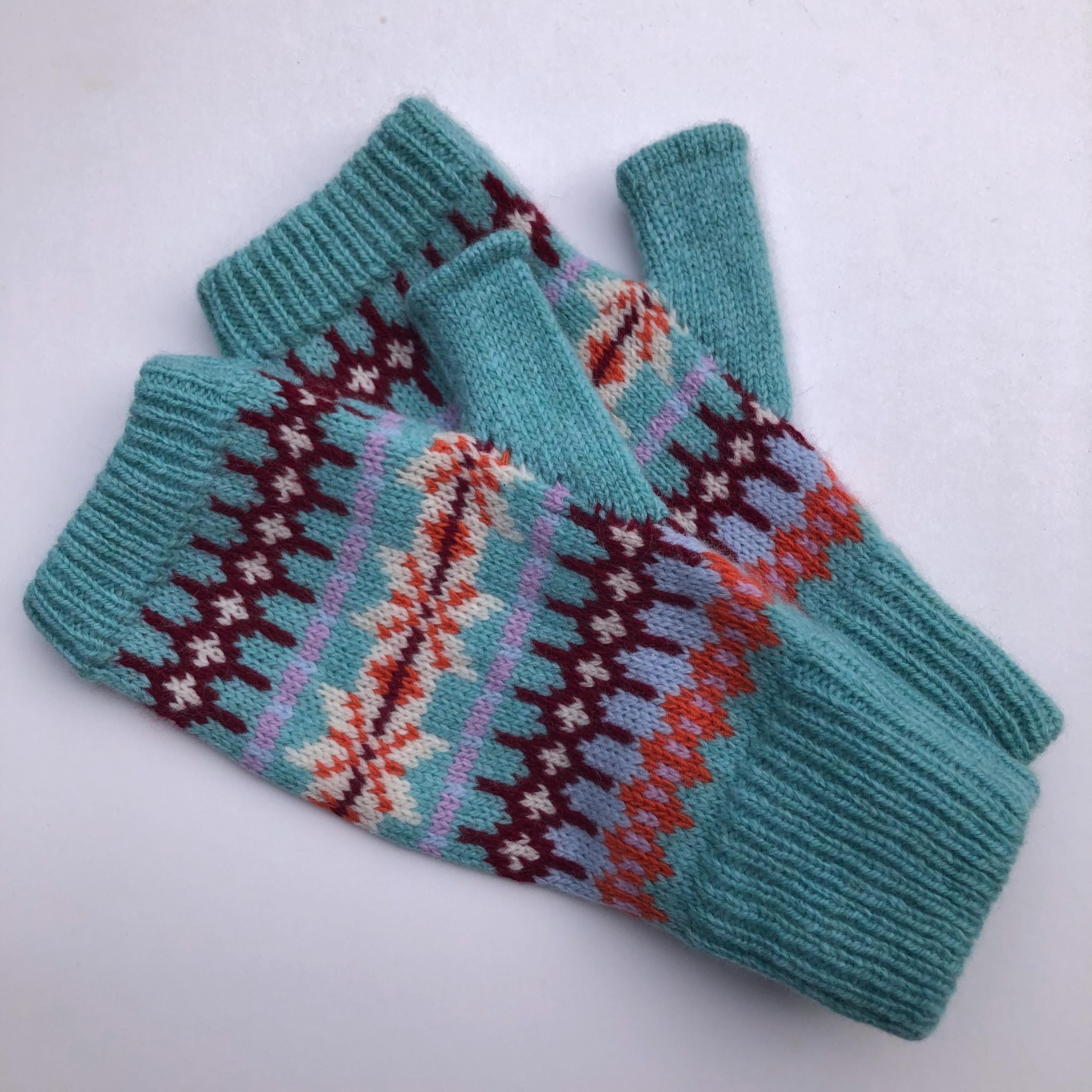 Nordic Fingerless Gloves for Women - Knitted in Soft Lambswool.