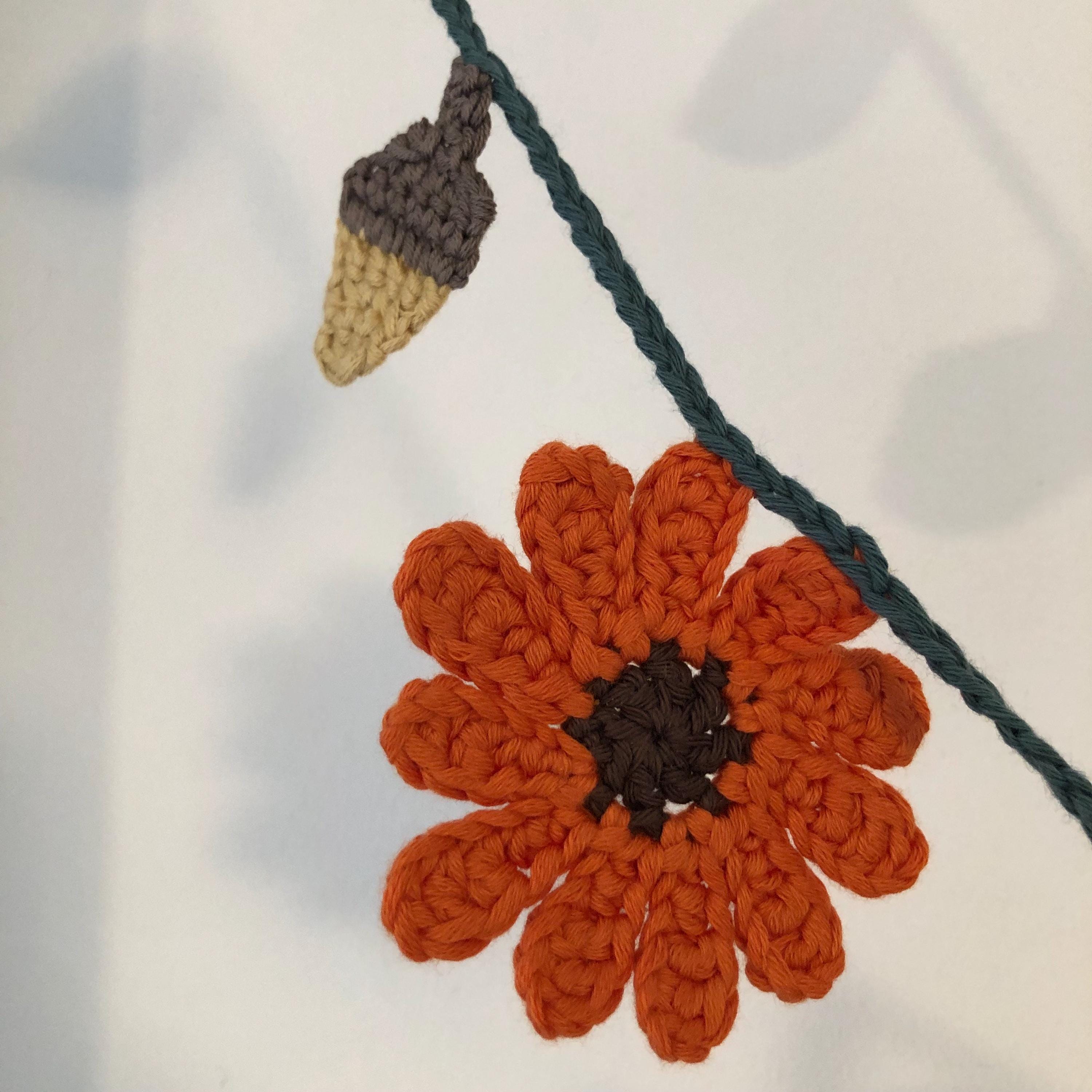 Autumn/Fall Garland of Flowers and Leaves handmade in Crochet