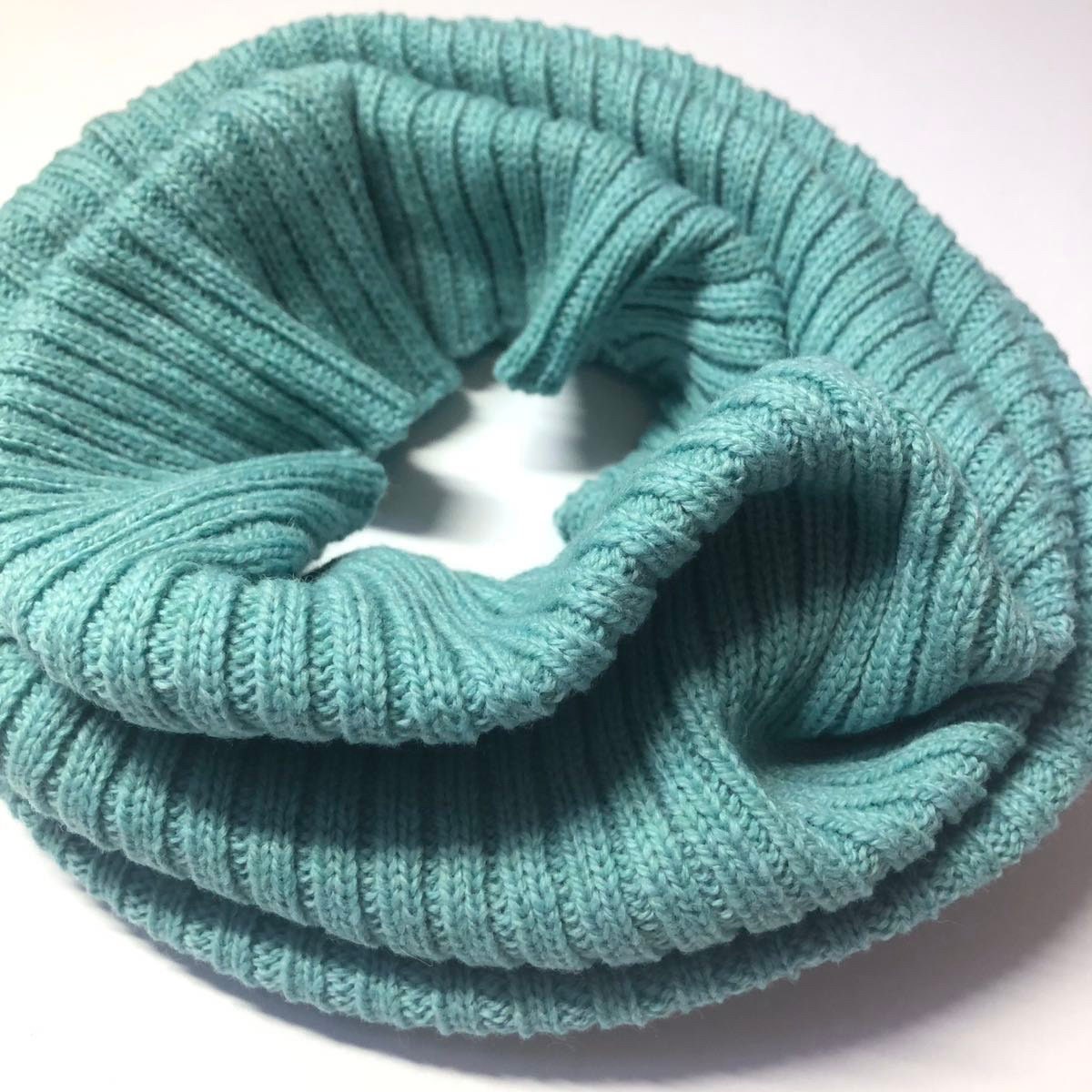 Sea Green Knitted Snood Soft Lambswool Neck Warmer
