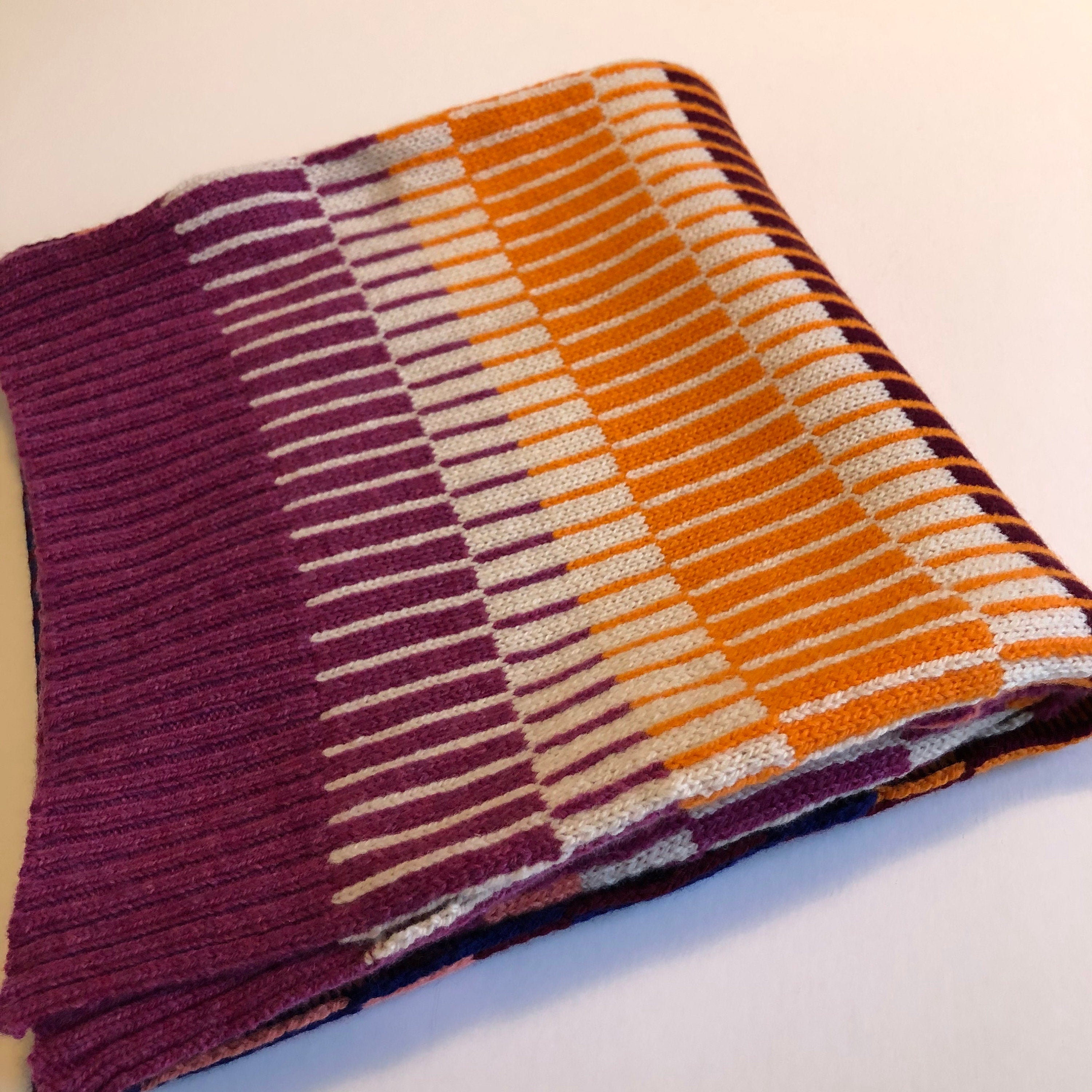 Pink Stripy Lambswool Scarf, adult size