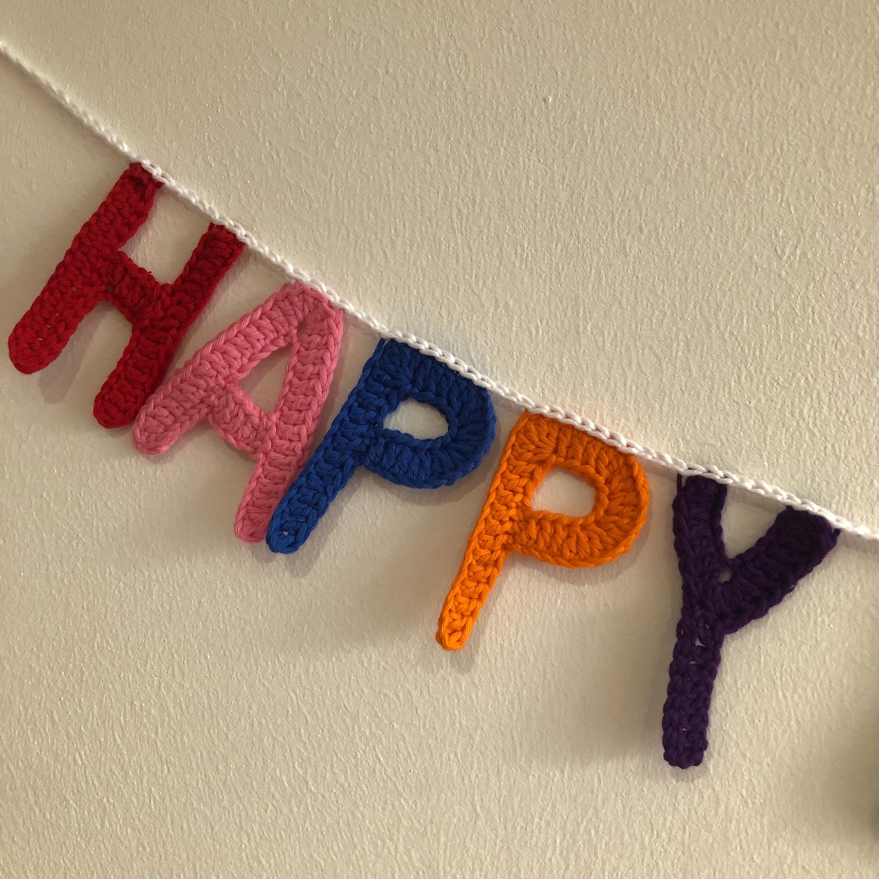 Personalised Happy Birthday Banner handmade in Crochet