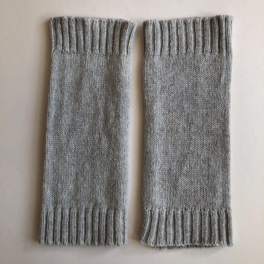 Grey Ladies Wrist Warmers, Soft Lambswool Fingerless Gloves for Women