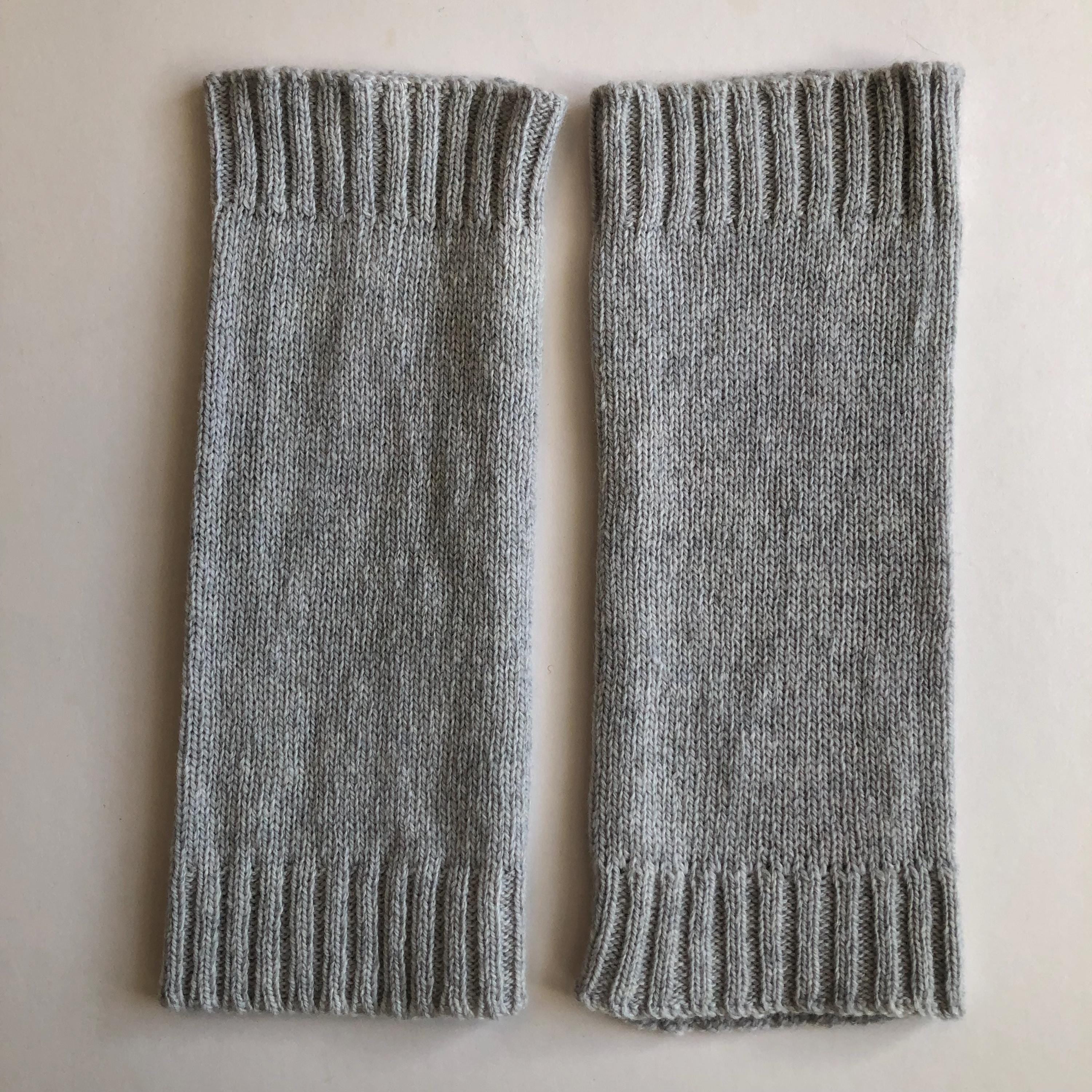 Grey Ladies Wrist Warmers, Soft Lambswool Fingerless Gloves for Women