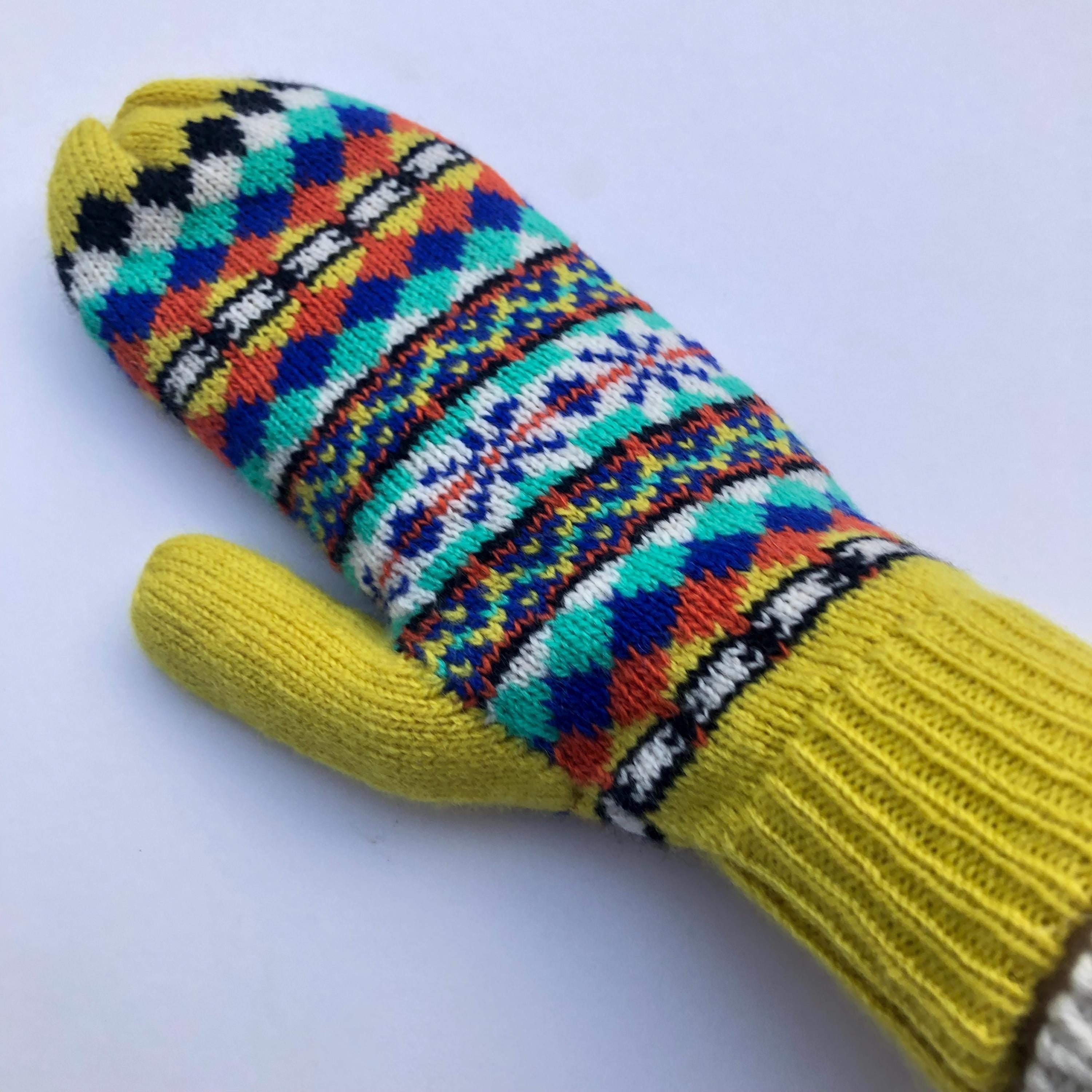 Yellow Mittens for Women - Soft Lambswool Knitted gloves (Available on a string or loose)