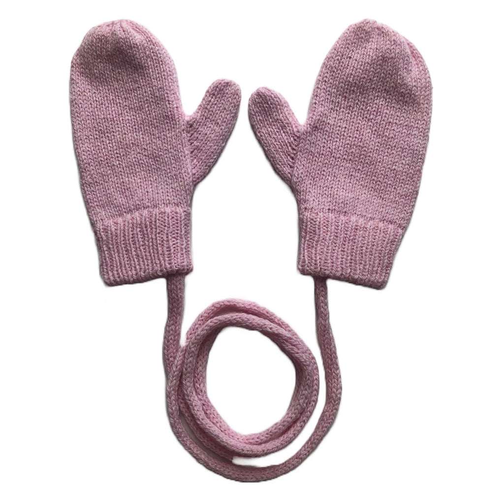 Pink Lambswool Knitted Mittens on a String
