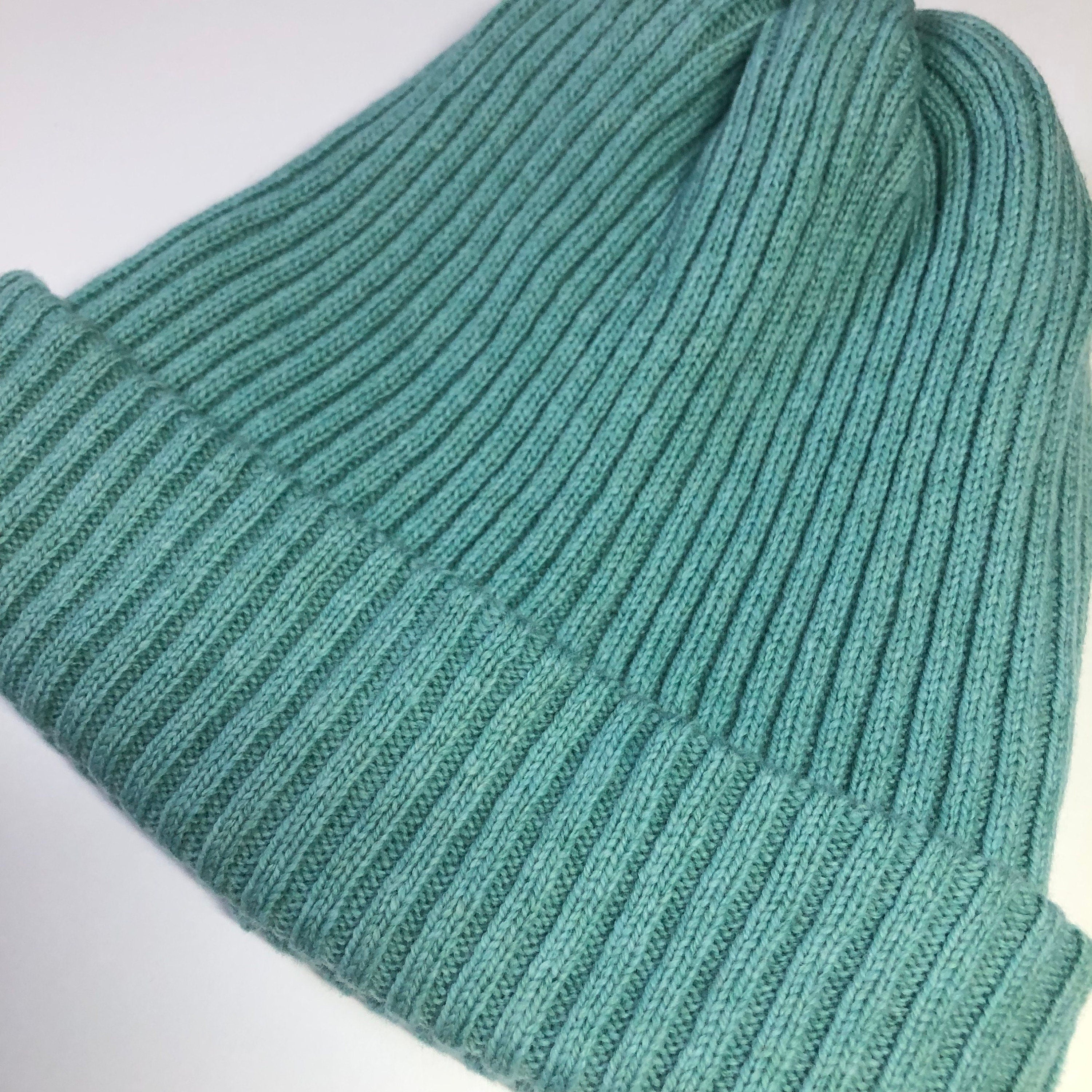 Sea Green Knitted Hat Lambswool Beanie for Men or Women