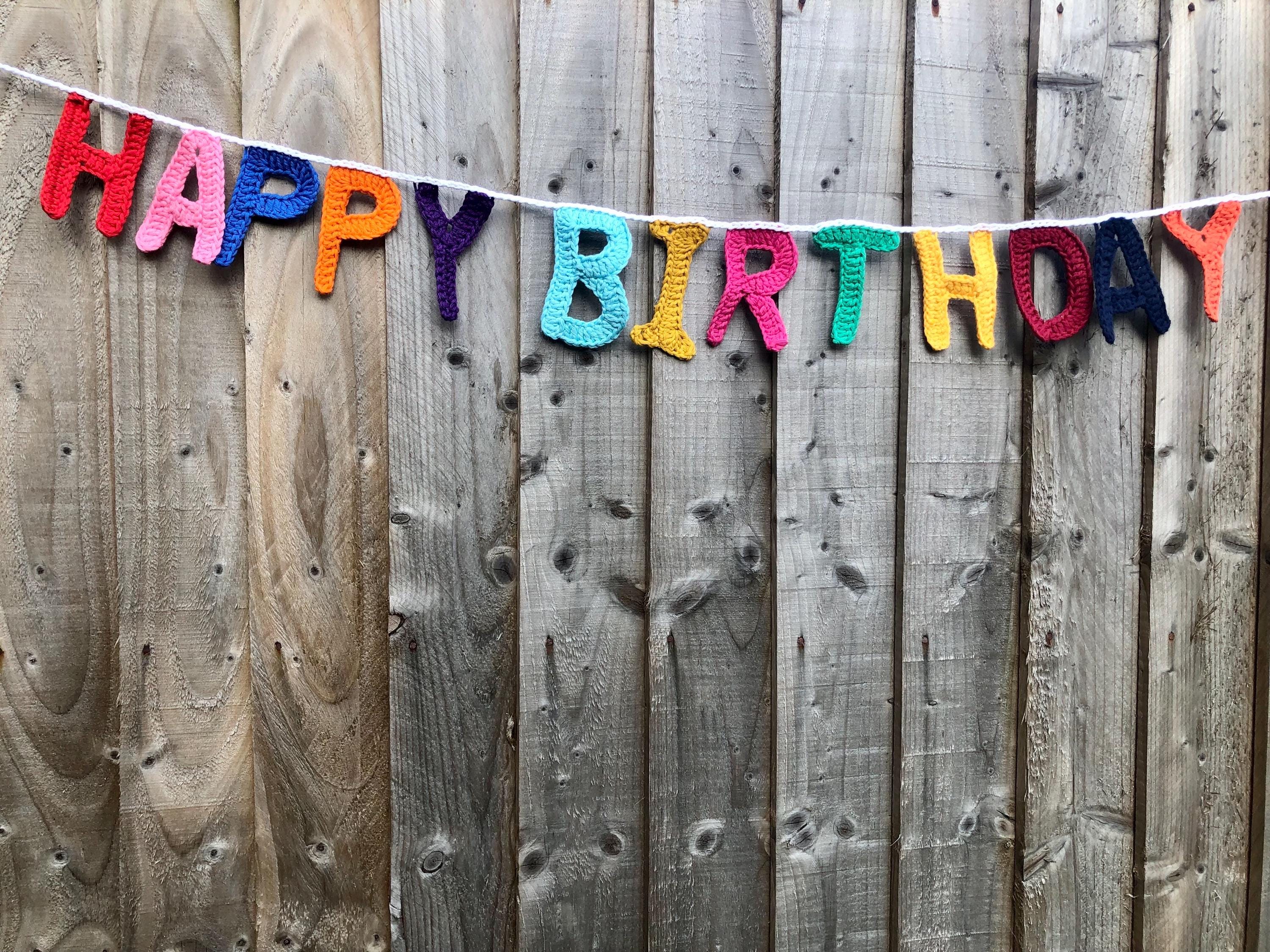 Personalised Happy Birthday Banner handmade in Crochet