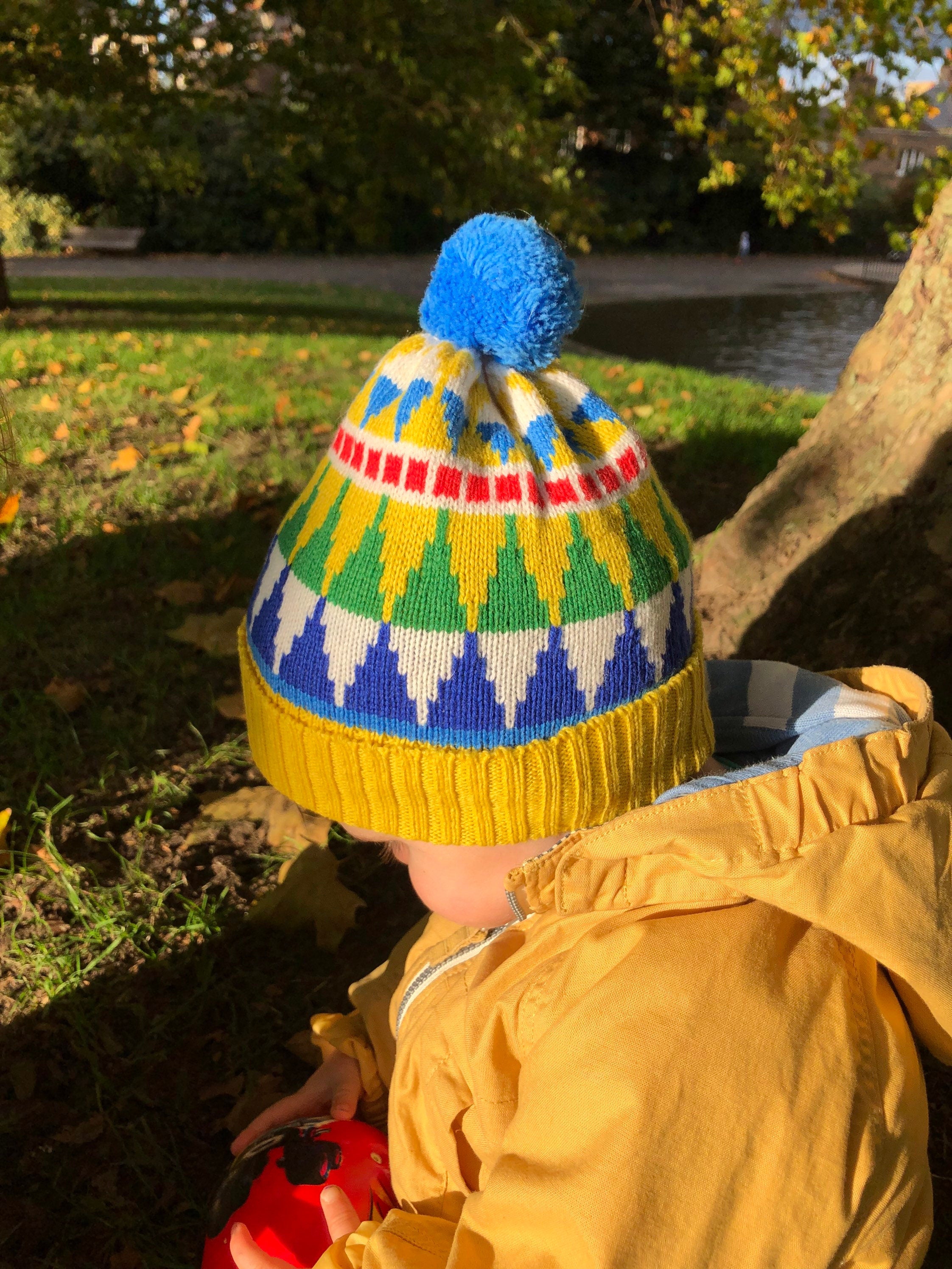 Kids Knitted Bobble Hat / Fairisle Beanie Hat for Children