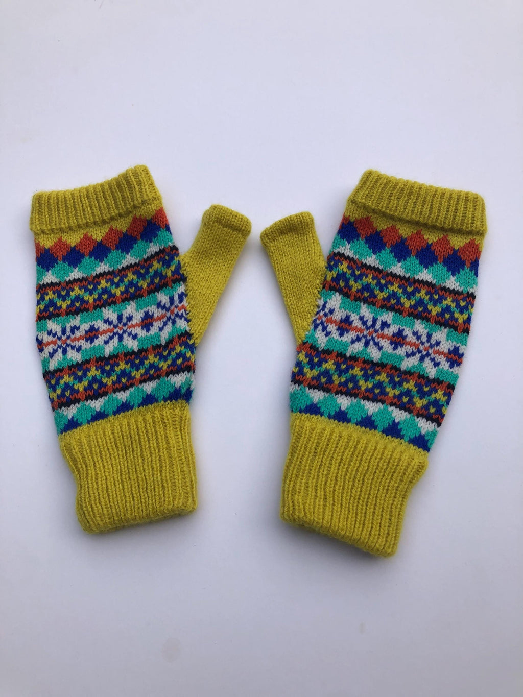 Ladies Fingerless Gloves knitted in soft Lambswool