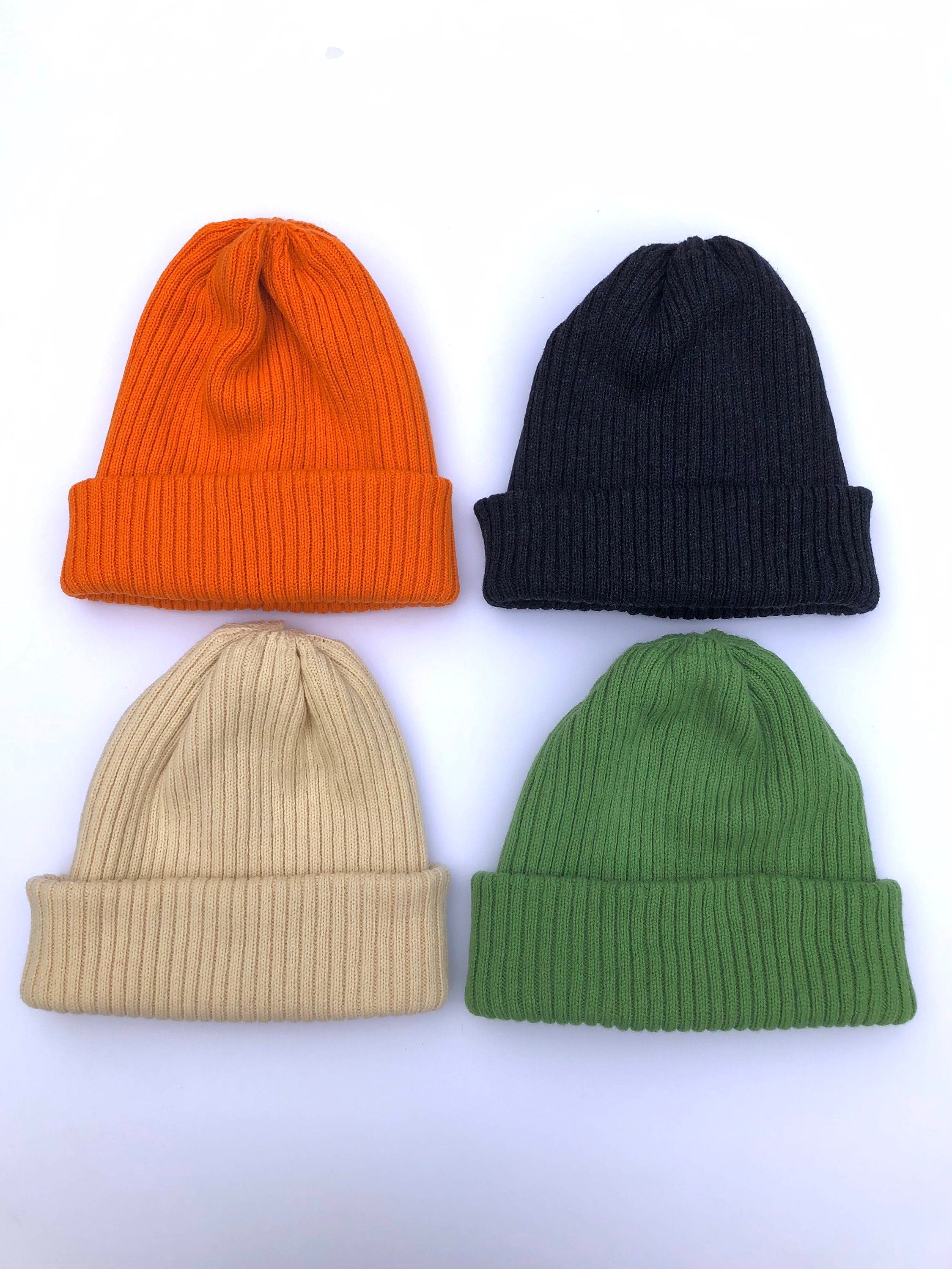 Navy Marl Chunky Knitted Hat / Ribbed Beanie for Men or Women