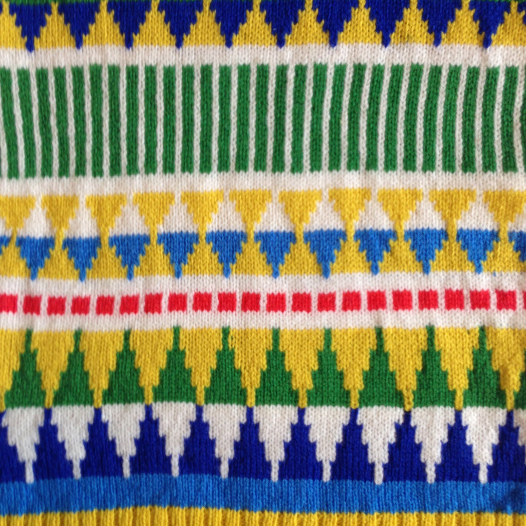 Handmade Fairisle Lambswool Scarf: Colorful Geometric Knit