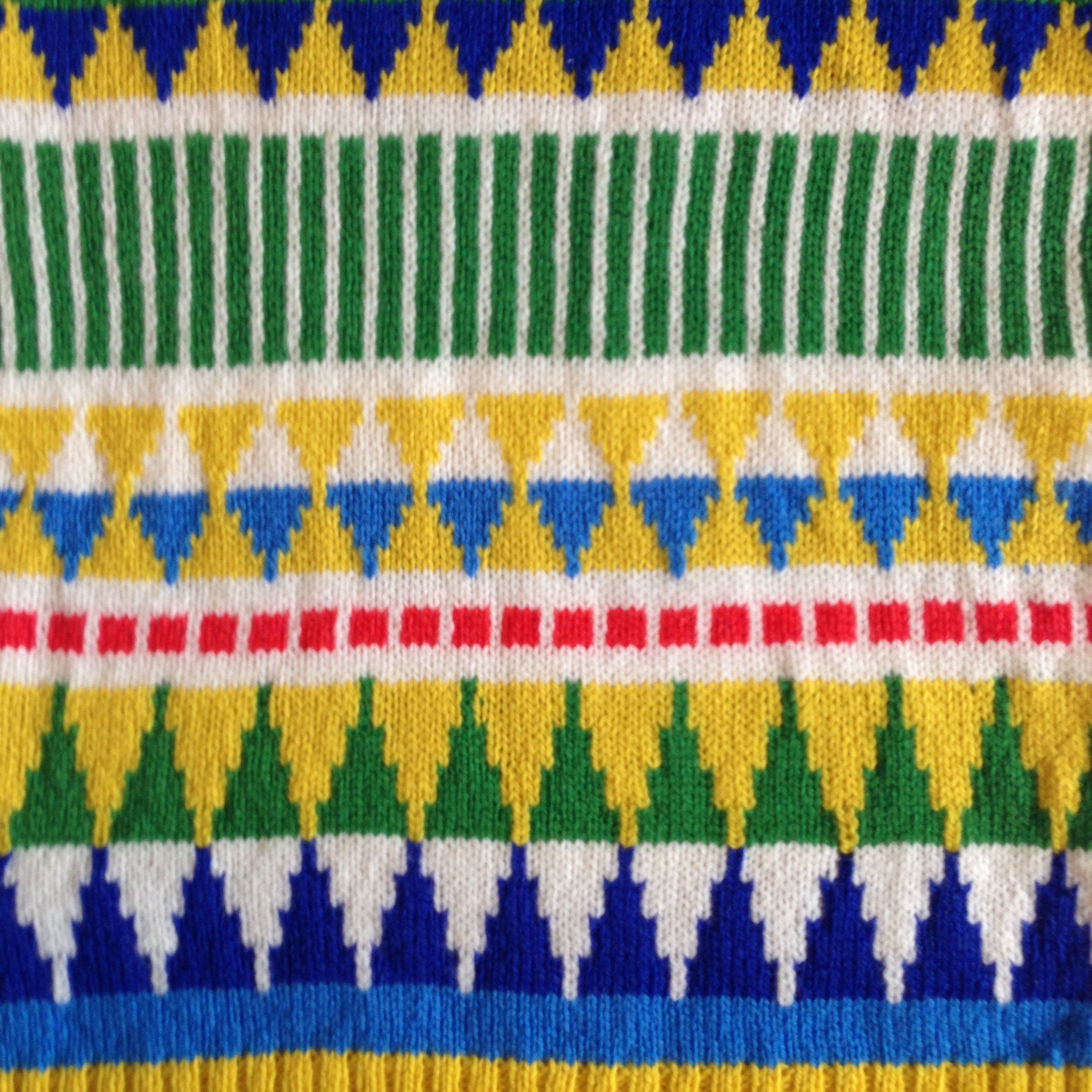 Handmade Fairisle Lambswool Scarf: Colorful Geometric Knit