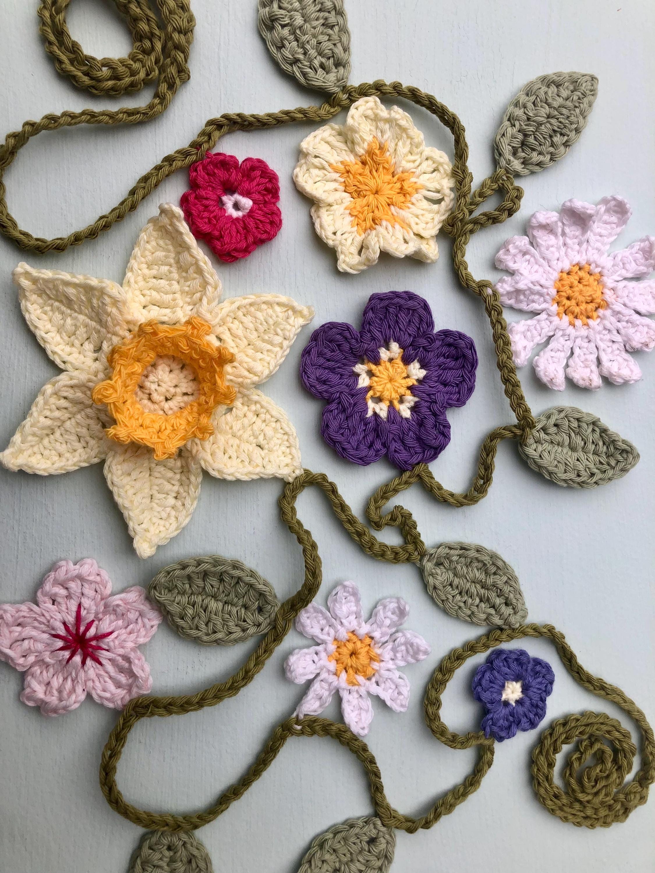 Floral Garland - Crochet Spring Flowers Wall Decor