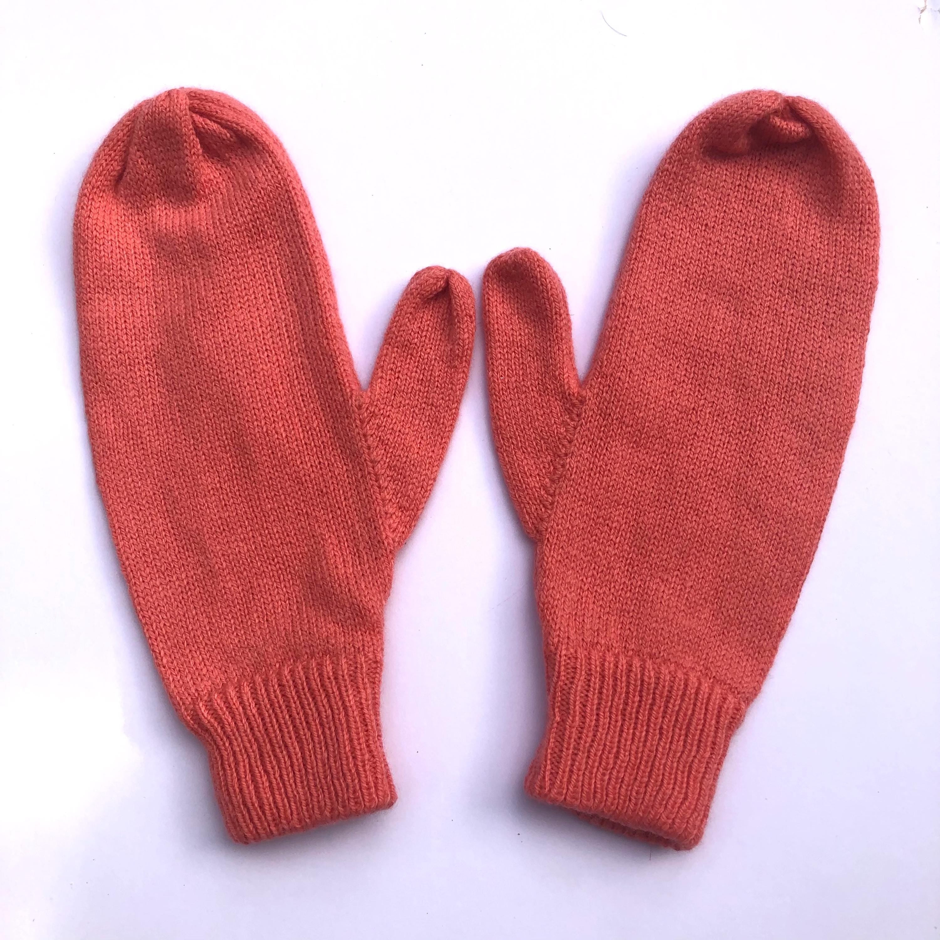 Womens Coral Pink Mittens attached with a string (also available without string)